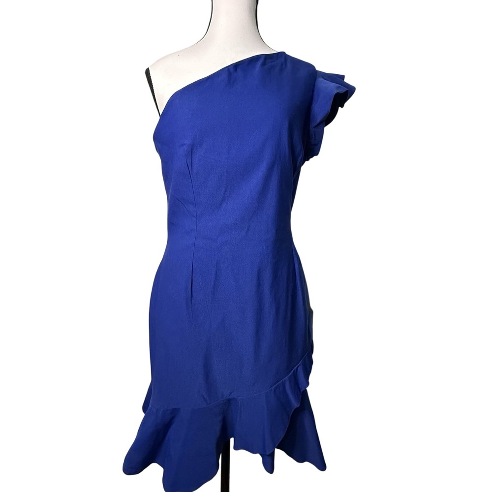 ASOS Vesper Bodycon One Shoulder Ruffle Hem Dress Size‎ 12/14 Party Holiday